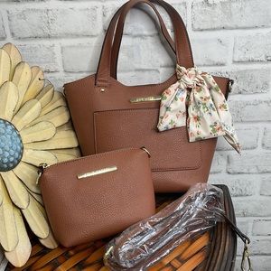 Steve Madden Faux Leather Handbag & Mini Bag Bundle Crossbody Shoulder Purse Bag